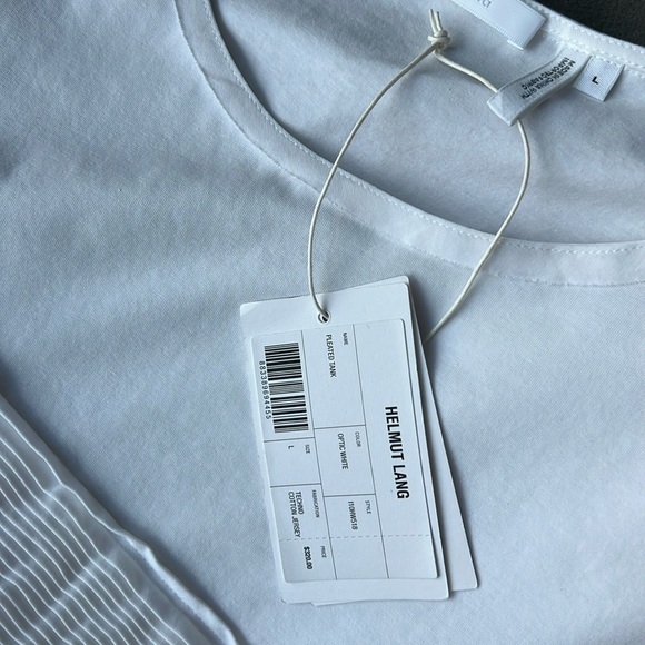 New HELMUT LANG Asymmetric Pleated Tank in White Size Large - Picture 6 of 6